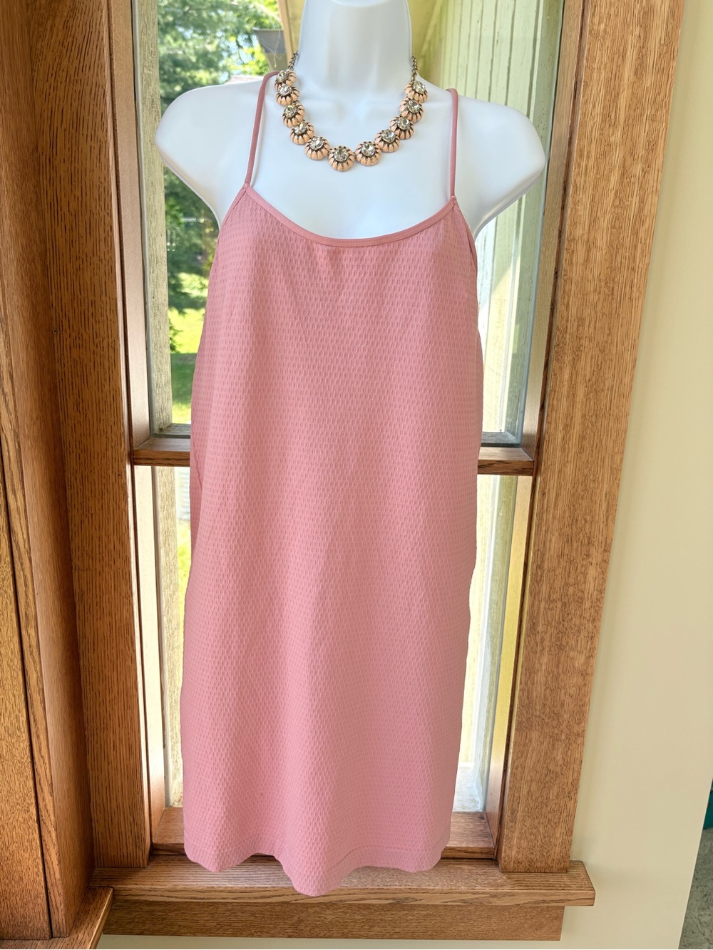 NWT Anthropologie Floreat Pink Slip Dress Strappy Waffle Weave Size Large